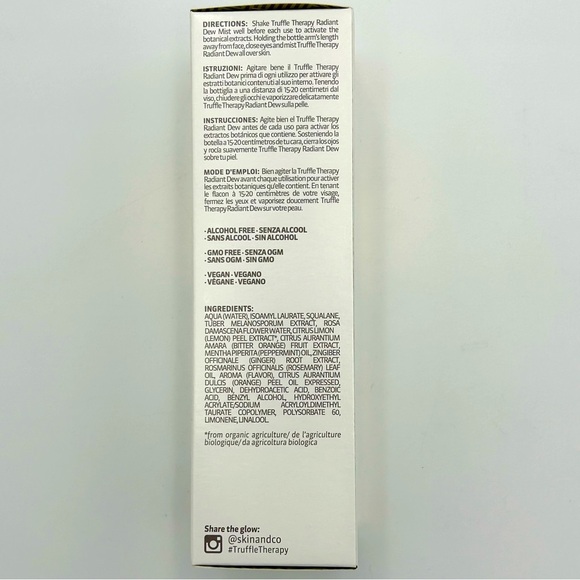 SKIN & Co Truffle Therapy Radiant Dew Mist Hydrating Moisture‎ Vegan 3.38 Fl Oz - Picture 7 of 7